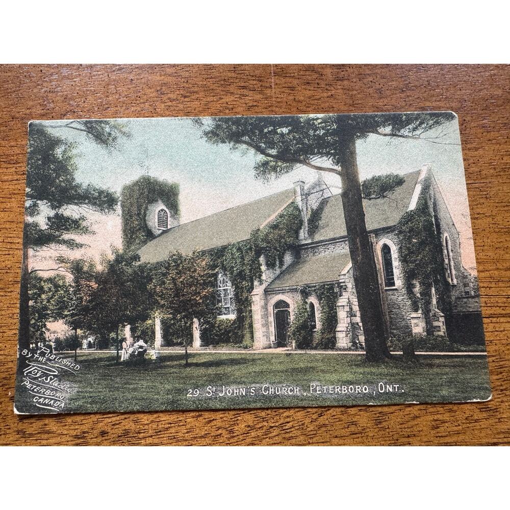 Vintage St. John’s Church Peterboro Ontario Canada Postcard 1¢ King George